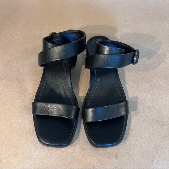 Vionic Anaya Ankle Cross Strap Sandal Black Leather Flat Women’s Size US 6.5